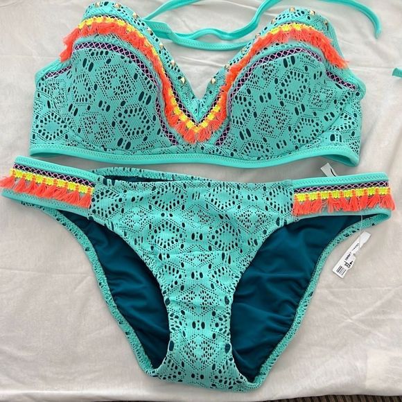 Shade and Shore Other - NWT Shade & Shore overlay 
/ tassel 2 piece swimsuit  34C / S